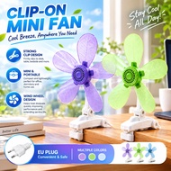 [ Biruborong ] J490 Desktop Clip Fan 5 Blade Mini Clip Fan Wall Mounted Super Soft Wind Super Mute