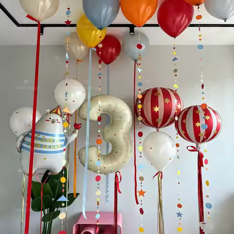 Red Circus Theme Balloon Set Care Bear Birthday Party Atmosphere Decoration Baby Children Scene Arra