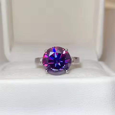 Classic Cut Purple Diamond 8 Hearts 8 Cuts Ring For Women 5ct Moissanite PT950 Platinum Precision cu