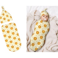 Cute Cartoon Lions Baby Stuff Newborn Swaddle and Hat Set Stretchy Soft Kings Baby Receiving Blanket
