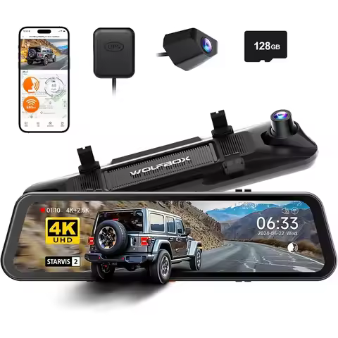 G900 PRO Mirror Dash Cam With STARVIS 2 IMX678, 12 Inches Rear View Mirror Camera With Front 4K And 