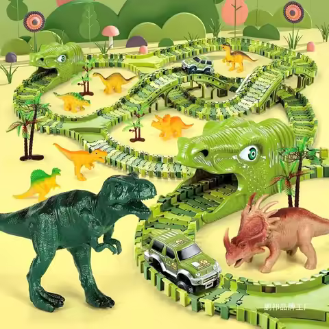 Dinosaur Race Track Plastic Flexible Racing Play Set Race Car Toys Assembly Railway Toys for Boys Ch