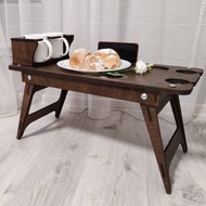 Bed Table, Wooden Bed Folding Table, Serving Wood Tray for Breakfast