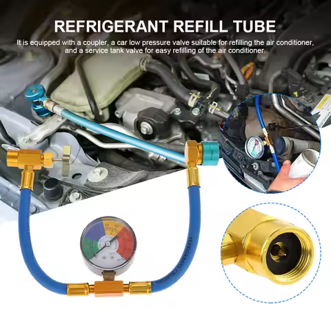 R1234YF Car Refrigerant Charging Pipe 14mm Low Side Quick Coupler AC Recharge Hose Refrigerant Gas R
