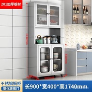 【TikTok】#304Stainless Steel Kitchen Sideboard Cupboard Cupboard Multi-Functional Storage Cabinet Pot Microwave Oven Stor