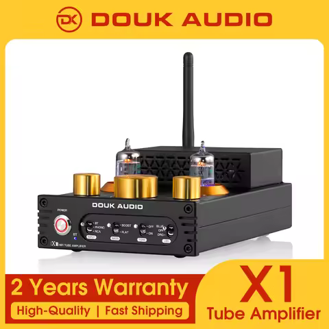 Douk Audio X1 HiFi Vacuum Tube Amplifier Bluetooth5.0 Receiver Valve MM Phono Turntable Amp Home Des