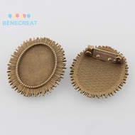 BENECREAT 10pcs Vintage Alloy Brooch Cabochon Bezel Settings with Iron Pin Back Bar Findings Cadmium