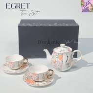 Violet Flamingo Bird Tea Set Egret Teapot Glass And Saucer With Gift Box Adult