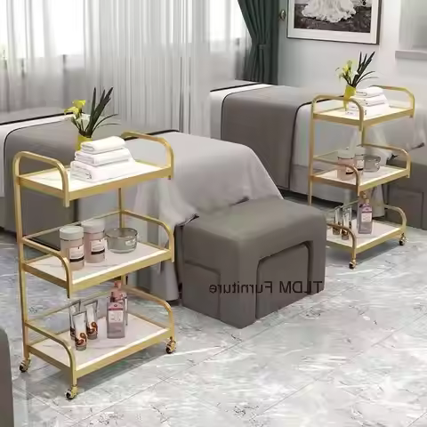 Esthetician Cart and Trolley Hair Auxiliary Beauty Salon Gold Furniture Pink Organizers Trolleys Car