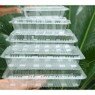 [50pcs±] 4 compartment OPS Plastic Tray Bakery Disposable Plastic Clear Food Box Bekas cheese tart m