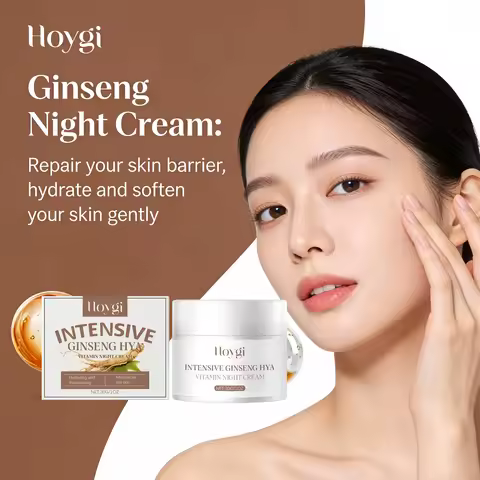 Ginseng Night Cream Hyaluronic Acid Face Cream Antioxidant Brightening Skin Tone Repair Skin Barrier