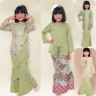 🌹BAJU KURUNG GIRL SAGE GREEN🌹 Baju Kurung Lace Kanak-kanak Perempuan XS -2XL Baju Raya Sedondon 2025