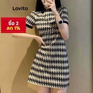 Lovito Short Dress Stretchable Fabric Collar