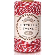 Cotton Twine String, 328 Feet Red & White - Christmas Twine for Gift Wrapping, Crafts, Baking, Butch