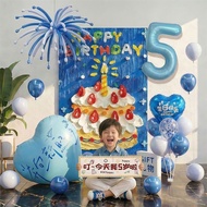 Boy 8th Birthday Decoration Children Happy Party Scene Decoration Ceremony Feeling Fireworks Balloon