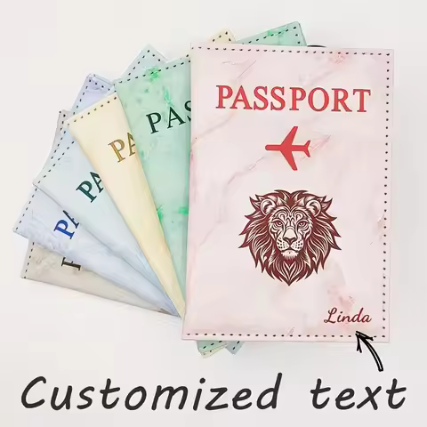 Customized Text Passport Holder, Men's Women's Youth Lion Pattern Passport Cover Ticket Holder, Trav