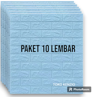 [ PAKET 10 LEMBAR ] Wallpaper 3D Foam Batu Bata / Sticker Dinding Timbul Warna Biru