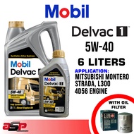 MOBIL 5W-40 Delvac 1 Fully Synthetic Diesel Oil 6 Liters for Montero, Strada, L300 4D56 Engine