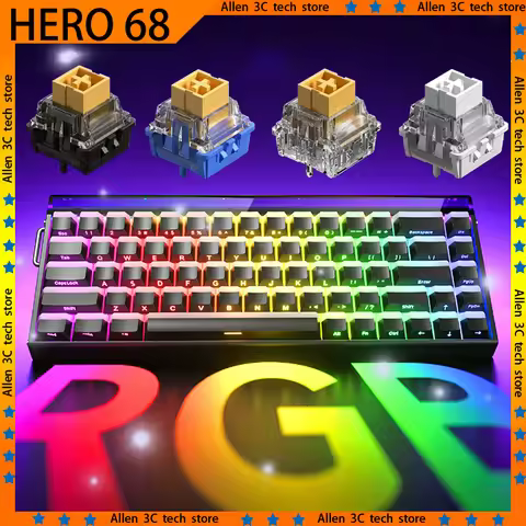 New AULA HERO 68 HE Magnetic Switch Keyboard Wired RGB 8KHz 0.01mm RT Hifi Sound Switch Custom Gamer
