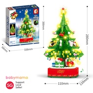SEMBO Music Box Christmas Tree with Lighting Effect Building Blocks | 360 degree rotating | Festive | Santa Claus | Toys Kids | Birthday | Christmas Gift | Surprise Gift | Creator Expert Building Blocks 601097 | BABYMAMA