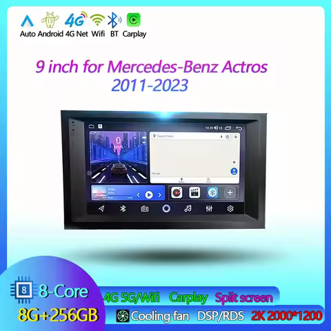 9″Android Stereo Radio Multimedia Player for Mercedes-Benz Actros 2011-2023 Bluetooth Wireless Carpl