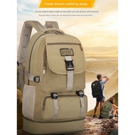 school bag backpack woman Ransel kanvas tebal retro dapat diperluas 65 liter, beg gunung berkapasiti