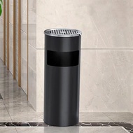 G.House Online ICLEAN ถังขยะสเตนเลสทรงกลม 18L. พร้อมที่เขี่ยบุหรี่ HX/LJ-2768B ขนาด 25×25×60.5CM สีเ