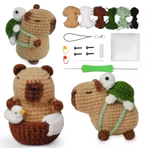 Capybara Crochet Kit, Cute Animal Crochet Kit Set, Christmas Gift, Crochet Kit For Beginners, Croche