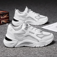 [Spot] Men's thick-soled sneakers, mesh breathable casual shoes, student white shoes, outdoor joggin