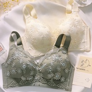 Lace Thin Style Large Size Embroidered Bra No Steel Ring Push-Up Adjustable Full Cup 34BC-44DE