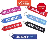 Keychain Double-sided Embroidery A320 Aviation Key Ring Chain for Aviation Gift Strap Lanyard