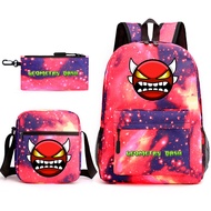 Geometry Dash Backpack Elementary School Student Bookbag Teen Starry Night Backpack Three-piece Set 