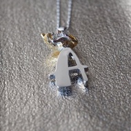 安睡招財貓英文名字銀飾項鍊 A