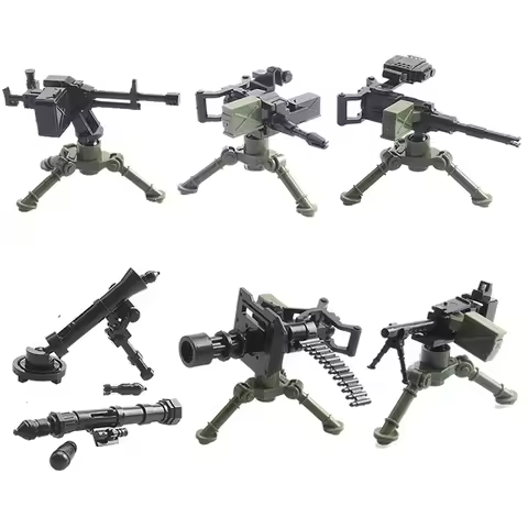 WW2 Military Soldiers World War 2 Army Weapon Gatling Gun RPG Mortar Model DIY ​Building Blocks Bric