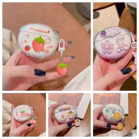 3D Flower Fruit Pattern Headphone Case For Xiaomi Redmi Buds 6 Buds 5 Pro Buds4 Active Buds 4 Lite C