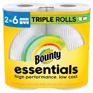 Bounty Essentials Select-A-Size Paper Towels, White, 2 Triple Rolls = 6 Regular Rolls