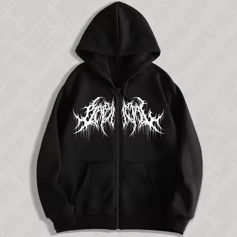 Y2K Zip-Up hoodie, men, clothes with graphic prints, hip hop style, gothic 2026 Autumn Winter keep w