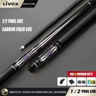 10mm Small Head Carbon Fiber Pool Cue | 1/2 Split Joint for Precise Control in Chinese 8-Ball & Amer