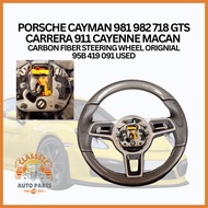 PORSCHE CAYMAN 981 982 718 GTS CARRERA 911 CAYENNE MACAN CARBON FIBER STEERING WHEEL ORIGNIAL  95B 4