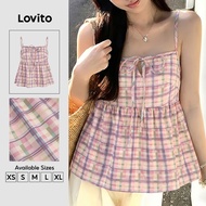 (New Arrival) Lovito Casual Top Lace Up Spring/summer Pink Top for Women TKK8P1D752 Lovito Top Kasua