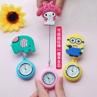 Full Amount Free Shipping Nurse Watch Cartoon Cute Retractable Nurse Watch Pocket Watch Doctor Nurse