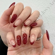 MERAH JovyArt | ️ Classic French Maroon - Handmade press on nails fake nails + glue fake nails custo