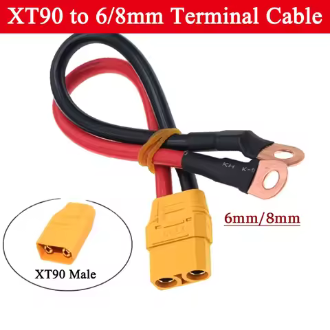 10AWG XT90 to 6MM 8MM Copper O Terminal Line Aircraft Model Lithium Battery Connection Wire XT90 Plu