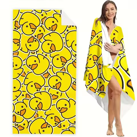 Extra Large Quick-drying Microfiber Beach Towel with Chic Duck Design - Super Absorbent, Lightweight