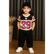 COD GIRLS' CARGO SET WITH JERSEY MOTIF 33 BLACK COLOR AGES 2 YEARS - 12 YEARS