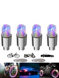 4 件/套彩色 Led 自行車車輪燈適用於汽車輪胎氣門嘴蓋,摩托車/自行車防水輻條燈,酷炫反光鏡配件,適用於汽車/摩托車/自行車