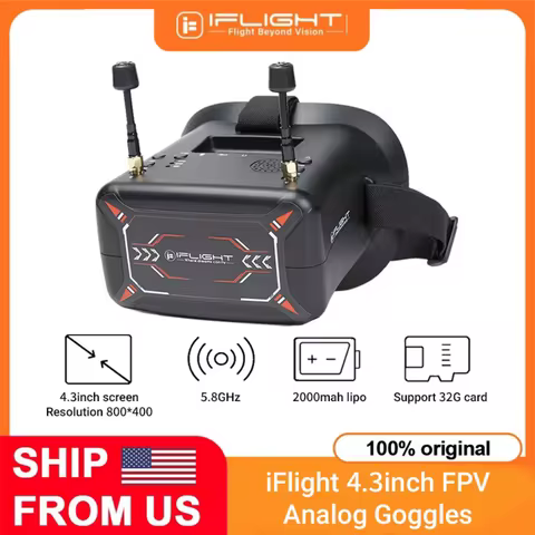 iFlight 4.3inch FPV Analog Goggles 40CH 5.8GHz with DVR Function Built-in 3.7V/2000mAh Battery for R