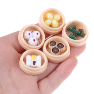 WORE 5Pcs/set 1:12 Dollhouse Miniatures Chinese Dim Sum Food Kitchen Accessories