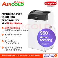 EuropAce Portable Aircon 14000 btu EPAC 14B6UV