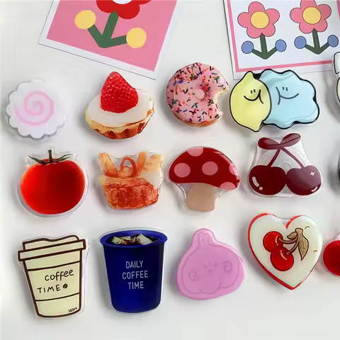 Cherry Cake Coffee Donuts Mobile Phone Grip Folding Holder Socket Pocket For IPhone 14 15 Ring Gript